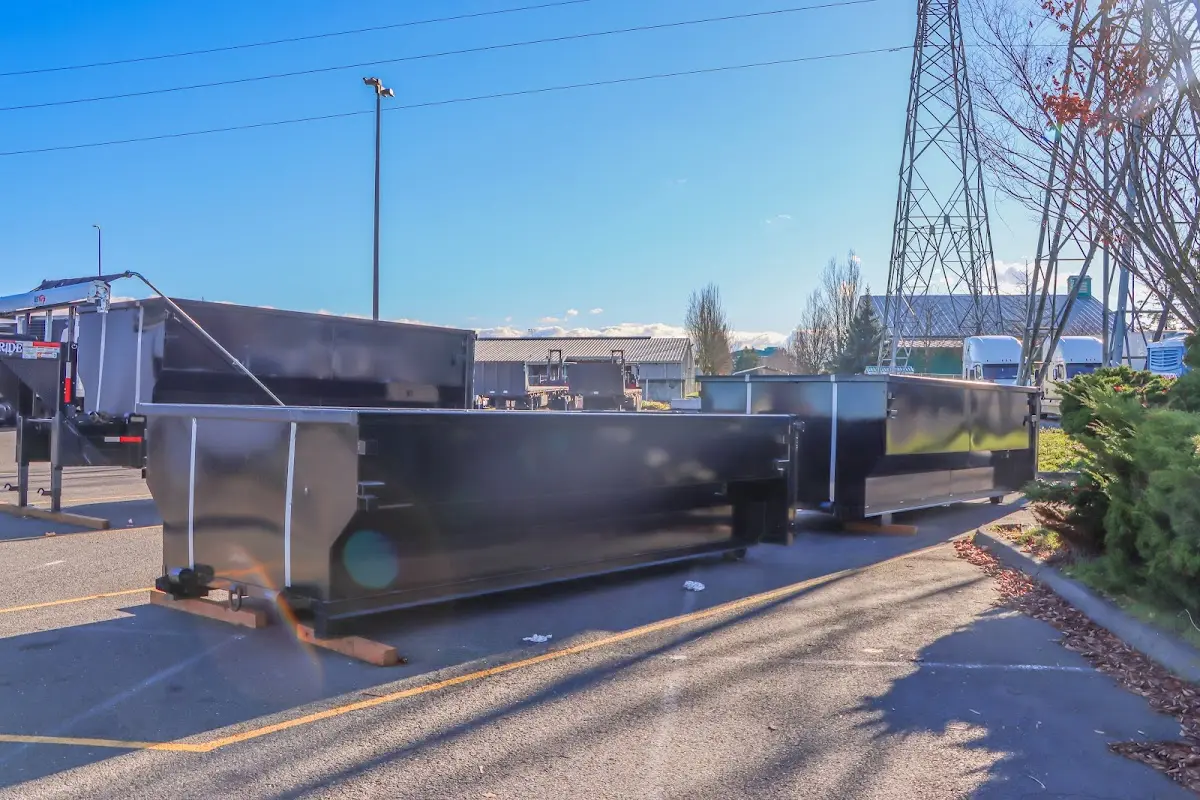 Roll-off dumpster ready for waste disposal at job site for Construction Dumpster Rental in Cleveland Heights